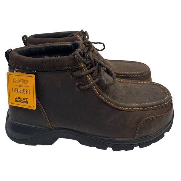 Ariat Mens Edge LTE Moc Composite Toe Work Brown Croco Leather Boot Size 7.5 D - Picture 1 of 11